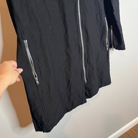 Eileen Fisher black crepe long moto jacket - Picture 3 of 6